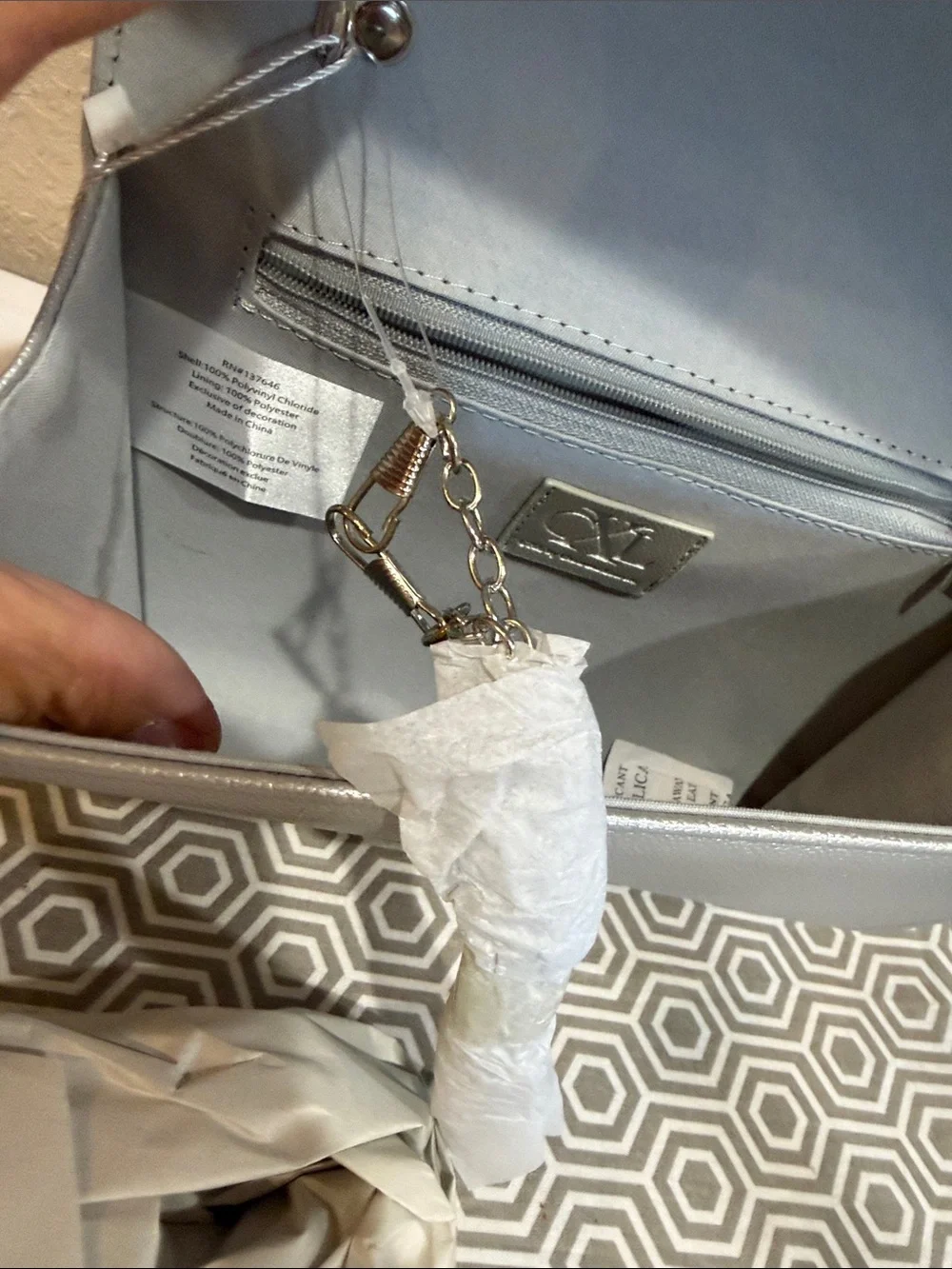 Christian Lacroix Metallic Silver Clutch with Emblem